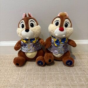 Disney Chip Dale Plush Set Disney World 50th Anniversary Castle Dressed Set